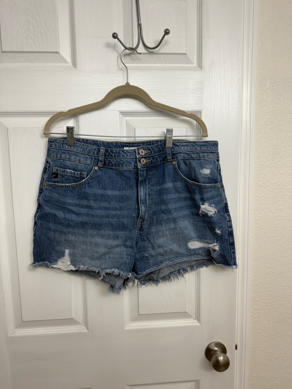 KanCan Medium Blue Distressed Denim Shorts
